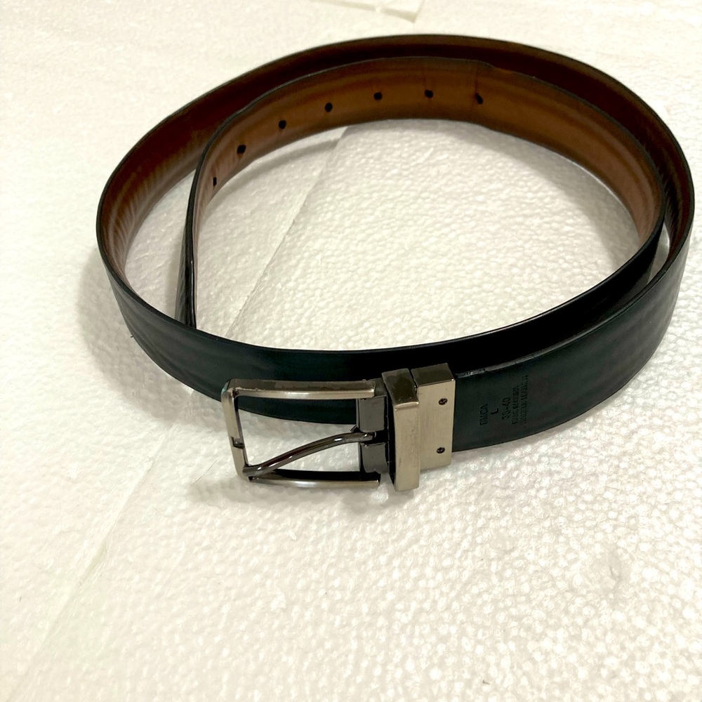 Men's Black and Brown Leather Belt, Size 38-40